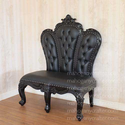 Angelika Black With Black Faux Leather 126×71.5x159cm