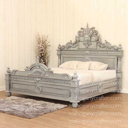 B 078 – Demon Bed Painted Antique Grey King Size