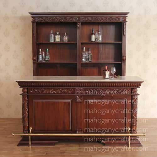 BAR 011 – English Carved Bar with marble Top front209x59x109cm back206x45x229cm