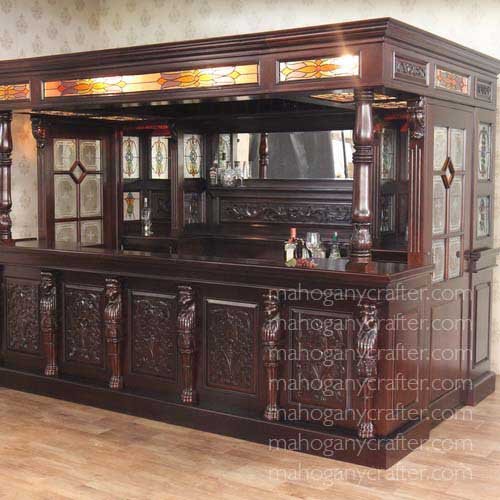 BAR 020-10ft – Lion Carved Bar with Door W 305 x D 240 x 242.5 cm
