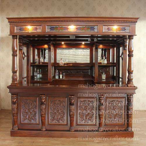 BAR 020-8.5ft – Lion Carved Bar with Door W 260 x D 240 x 242.5 cm
