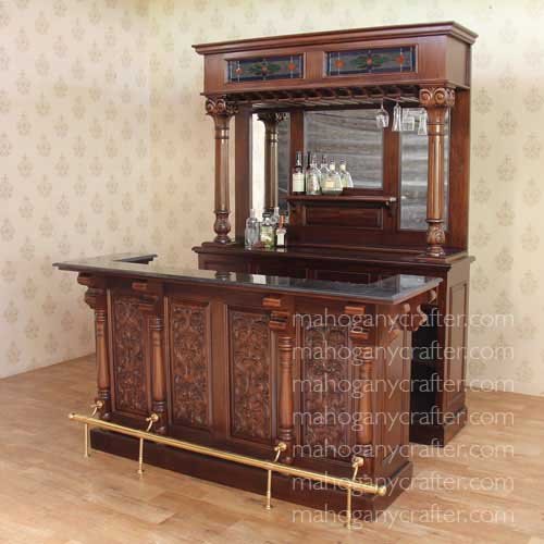 BAR 05 – English Carved Bar with Granit Top front203.5x60x107cm back203,5x45x236,5cm