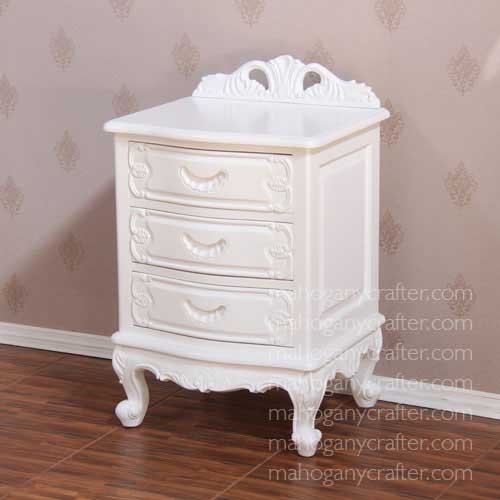 BE 037 -3 Drawer Bedside Carved 63x45x88cm