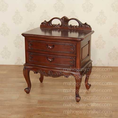 BE 043 – 2 Drawer Carved Bedside 63x43x76cm