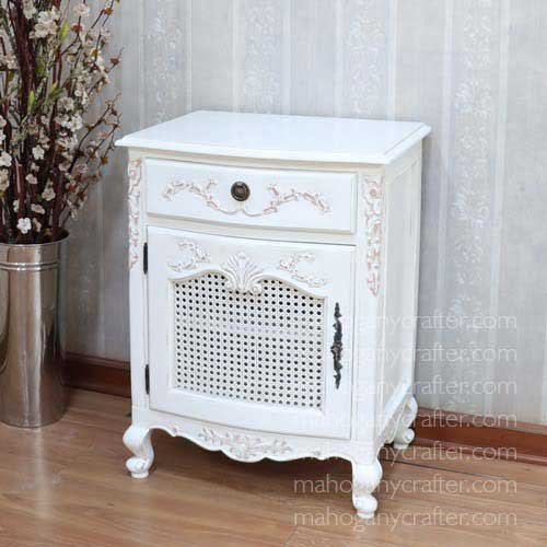 BE 135 – Antoinette French Bedside – Painted White 62x48x82cm