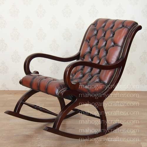 CH 012 – Rocking Chair with Leather Upholstery 66x94x112cm