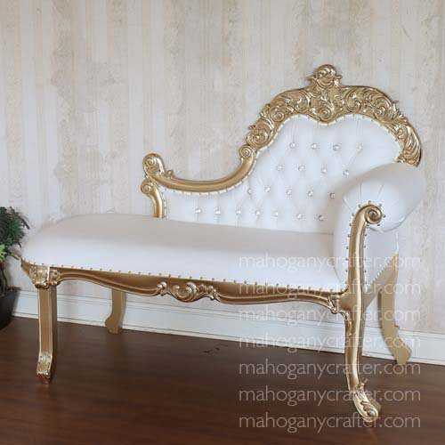 Camilla – Gold with White Faux Leather 164×70.5x122cm