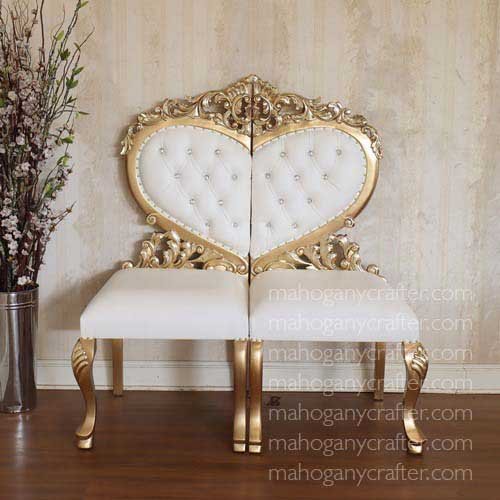 Corazone Gold With White Faux Leather 125.5x63x152cm