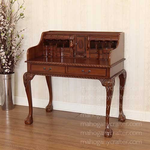 D 022 – Chippendale Escritoire Dark Light Walnut NC Finish 108x62x107cm