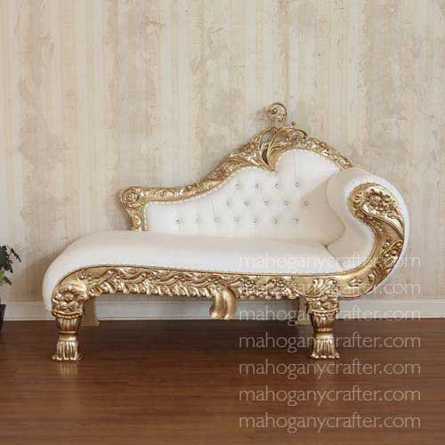 Debra Gold With White Faux Leather 205x80x141cm