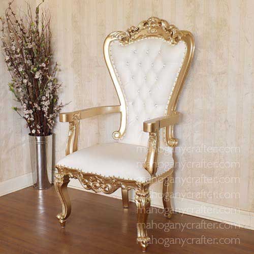 Emma-1A Gold With White Faux Leather 79×78.5x153cm