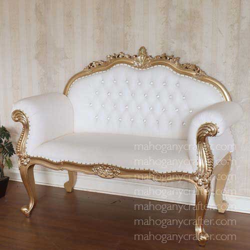 Fanchon-2 – Gold With White Faux Leather 153x72x124.5cm