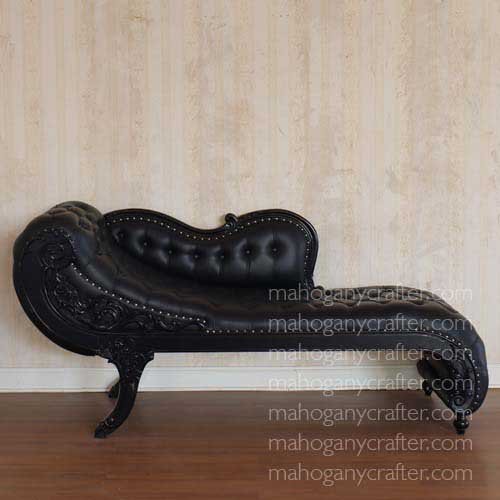 Gabriela Black With Black faux Leather 210x60x110cm