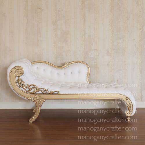 Gabriela Gold With White Faux Leather 210x60x110cm