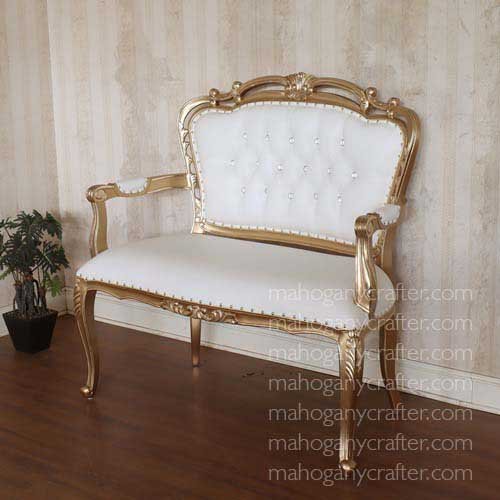 Grace-2 Gold With White Faux Leather 118x68x118.5cm