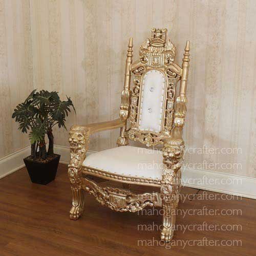 Leon-1k Gold with White Faux Leather 60x51x97.5 cm