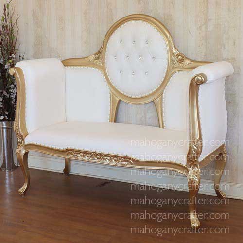 Leonardo Gold With White Faux Leather 163×68.5x150cm