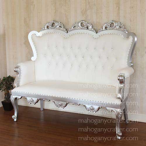 Liam-3 Silver With White Faux Leather 177x77x152cm