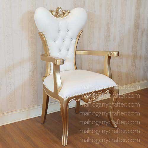 Lilja-1A Gold With White Faux Leathe 74x64x123cm