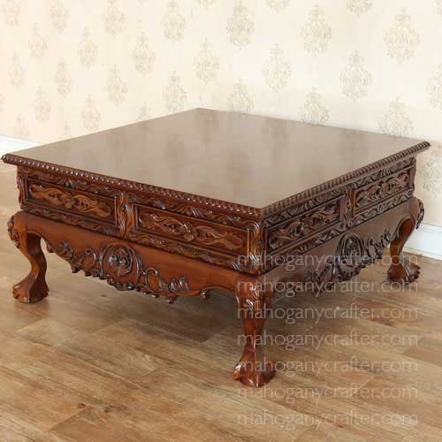 MQ 118 – Rococo Coffee Table With Mappa Burl Inlay Top 100x50x50cm