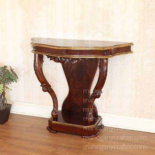 MQ 132 – Victorian Wall Table with Crotch Mahogany Veneer 98x40x80cm