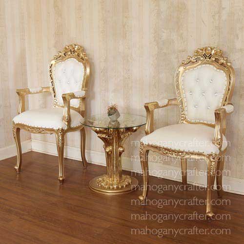 Mia-1A Gold With White Faux Leather 58x59x117cm