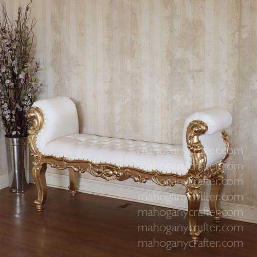 Nur Gold With White Faux Leather 159×54.5×89.5cm