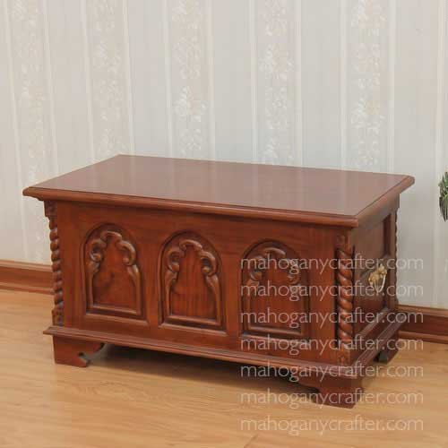 OC 037 – Ghotic Blanket Box Walnut Wax Polished 114x50x35Cm