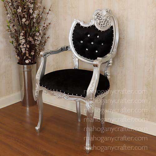 Olivia-1 Silver With Black Faux Leather 62x58x114cm