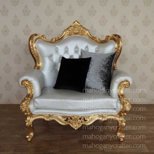 SF 008 – Classique Sofa 1 Seater 129.5x102x145cm Gold Leaf Finish