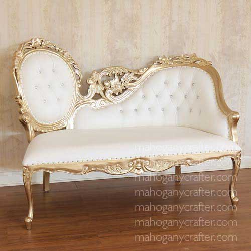 Susan-2 Gold With White Faux Leathe 173x79x132cm