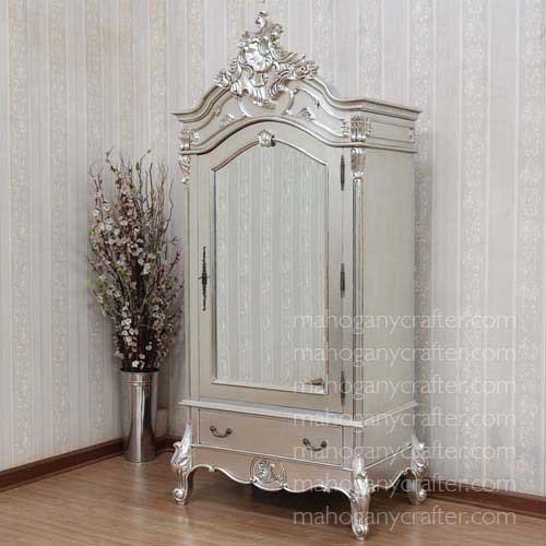 WD 092 – French Armoire 100x60x225cm_ Silver Finish