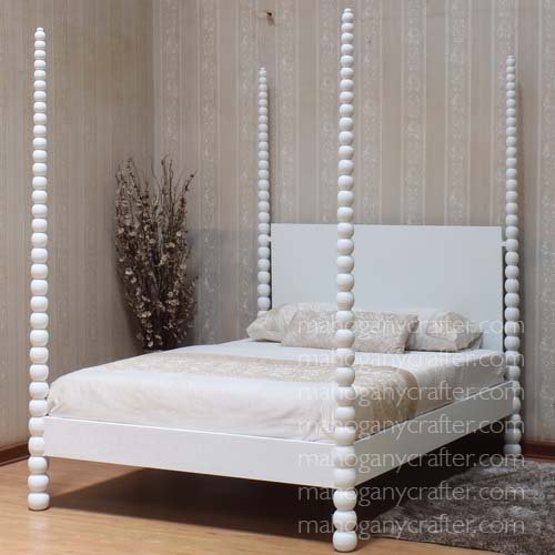 B 200 – Bobbin Four Poster Bed King Size – Painted Pure White