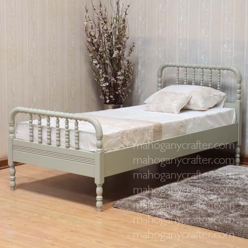 B 202 – Bobbin Panel Bed Single Mattress Size – Painted French Grey Finish