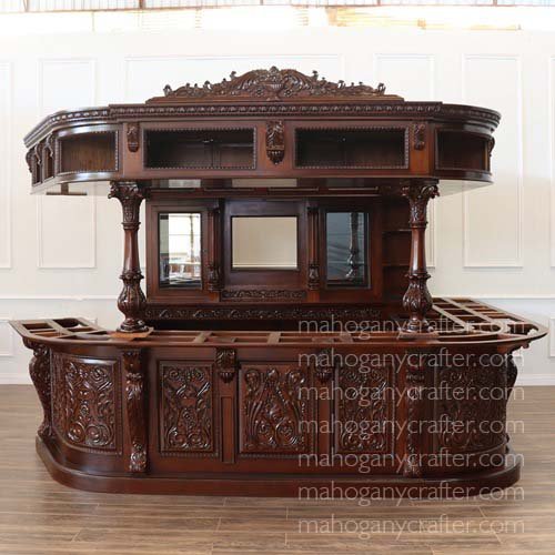 BAR 050 – Corner Carved Bar with Canopy W 367 x D 325 x H 244cm