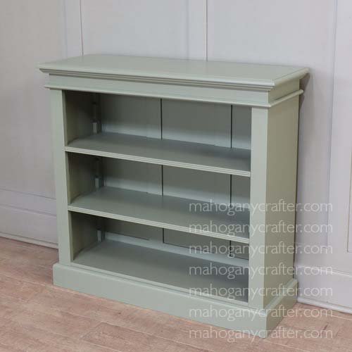 BC 103 – Straight Line Open Bookcase – Painted Olive Green 1