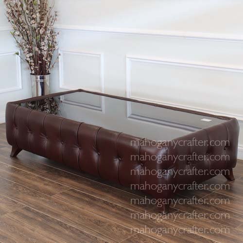 T 165 – Romantic Coffee Table With Genuine Leather Top – 180x90x45cm