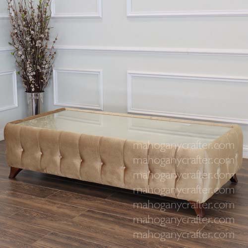 T 165 – Romantic Coffee Table with Fabric Upholstery – 180x90x45cm