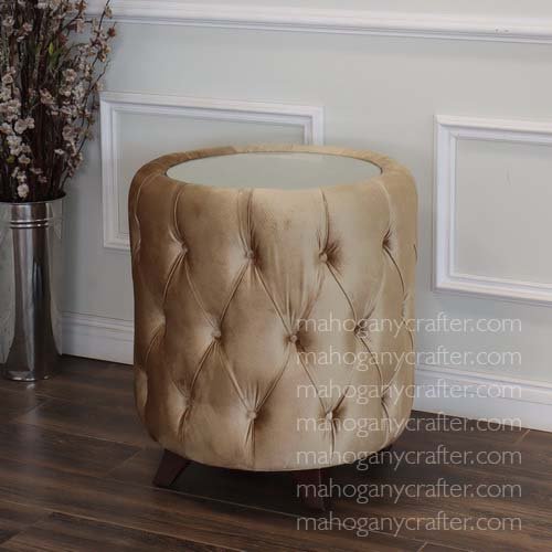 T 168 – Romantic Sidetable With Fabric Upholstery – 65x65x70cm