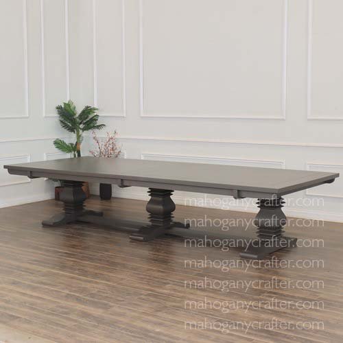T 174 – Modern French Dining Table – Matt Dark Brown Finish – 380x180x76cm