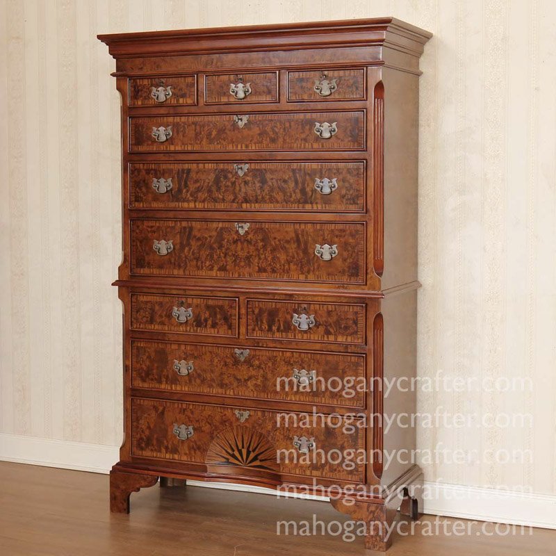 1008-46 English Chest Of Drawer 117×49.5x184cm
