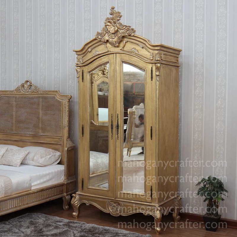 ARM 051 – 2 Door rococo armoire In Antique Gold Leaf 120x60x250cm