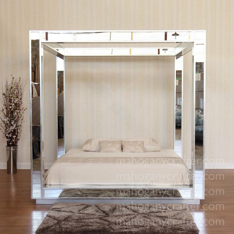 Custom Mirrored 4 Poster Bed